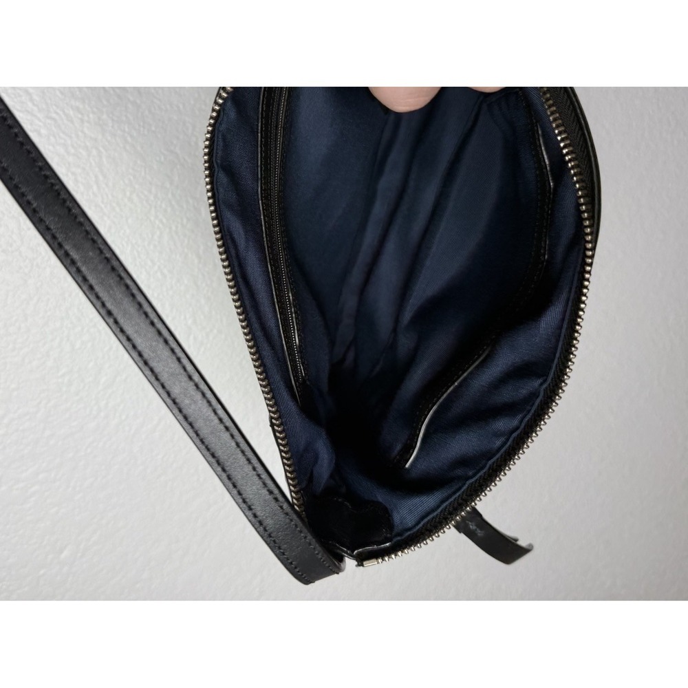 Cole Haan Black Pebbled Leather Crossbody Bag Zip Top Adjustable Strap Purse - Picture 2 of 10